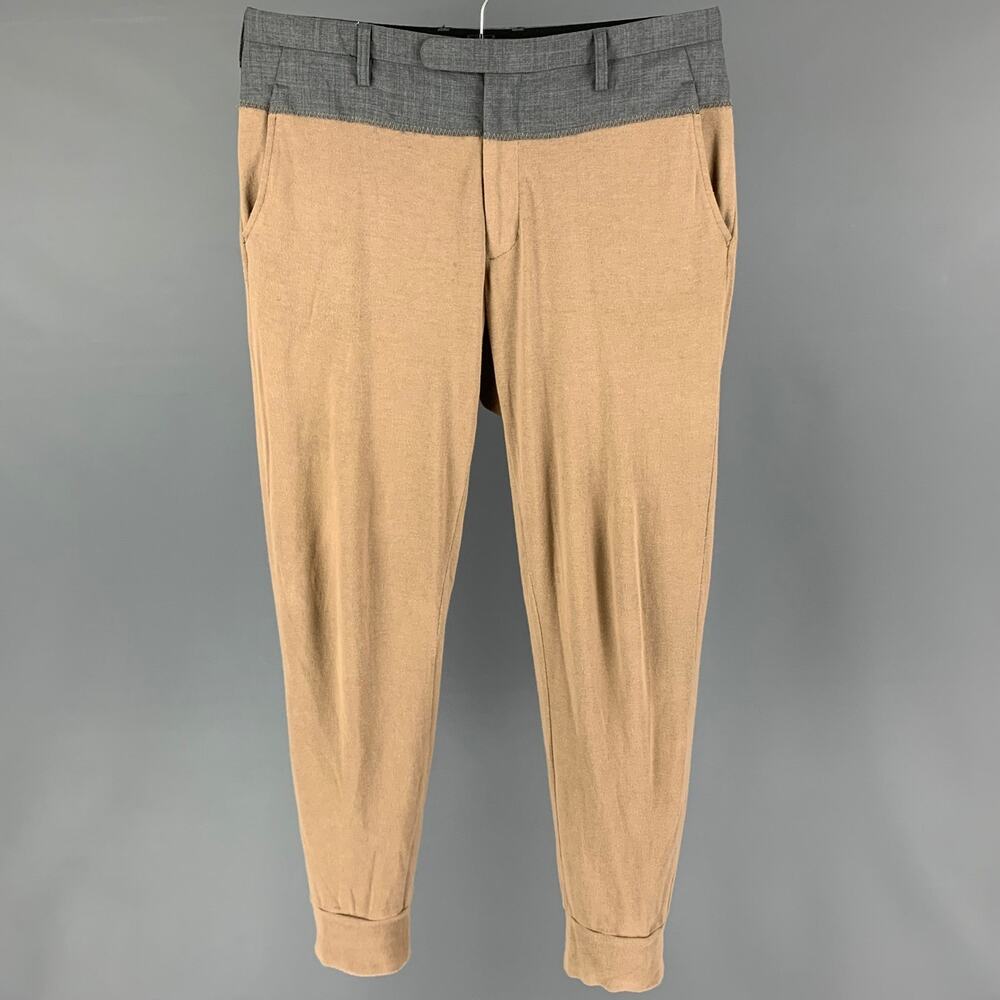 KOLOR Size L Camel Grey Color Block Cotton Wool Joggers Pants